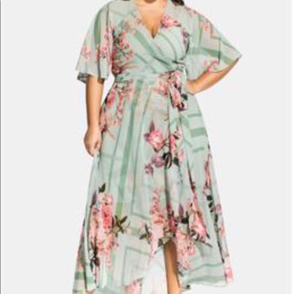 City Chic Women's Sierra Maxi Wrap Dress Green